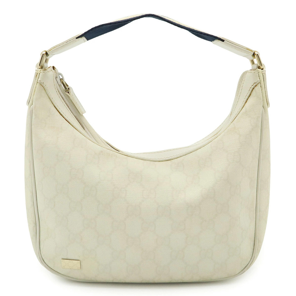 Gucci GG Supreme Shoulder Bag Hobo Handbag White Navy Blue